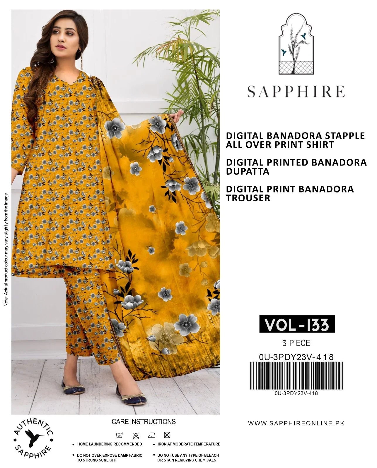 Premium 3-Piece Banadora Staple Suit - Bright Mustard & Grey Floral Print