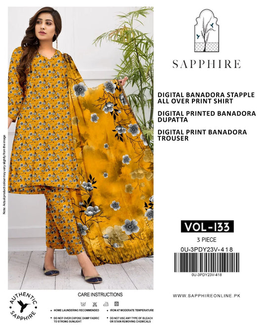 Premium 3-Piece Banadora Staple Suit - Bright Mustard & Grey Floral Print