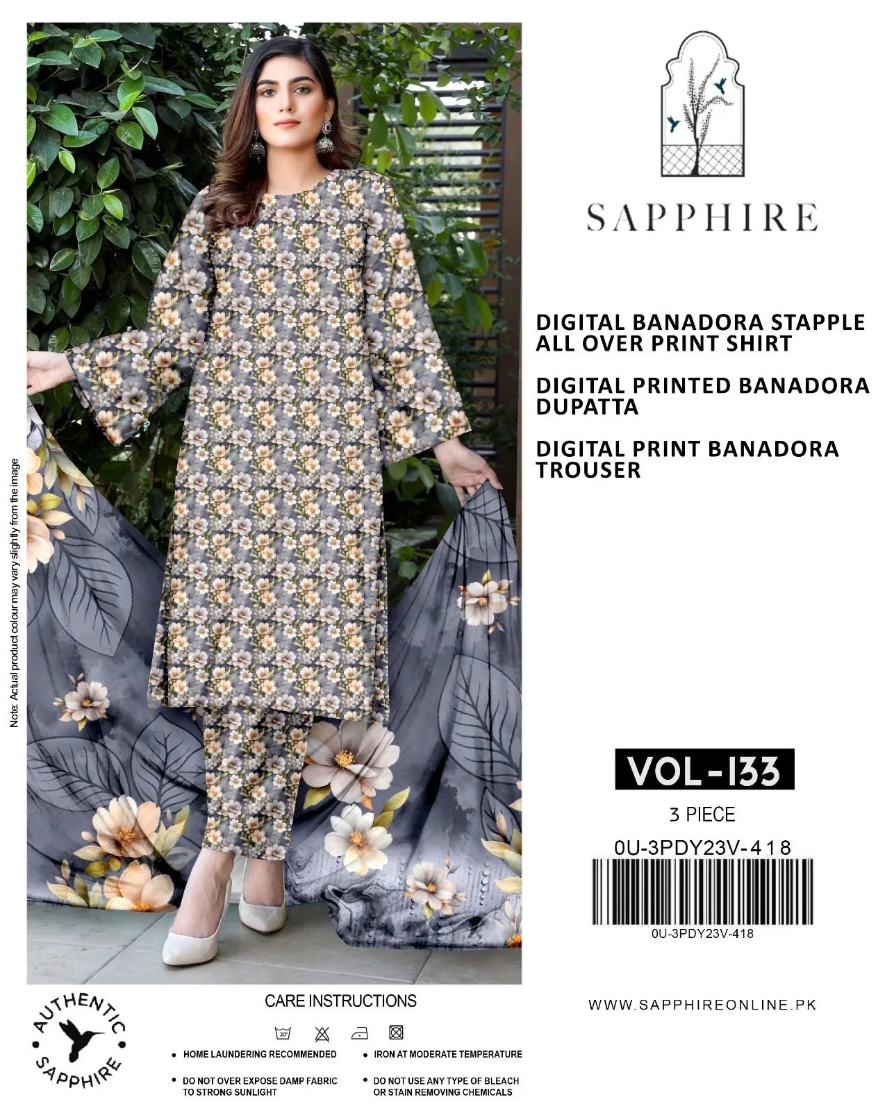 Premium 3-Piece Banadora Staple Suit - Grey & Mustard Floral Print