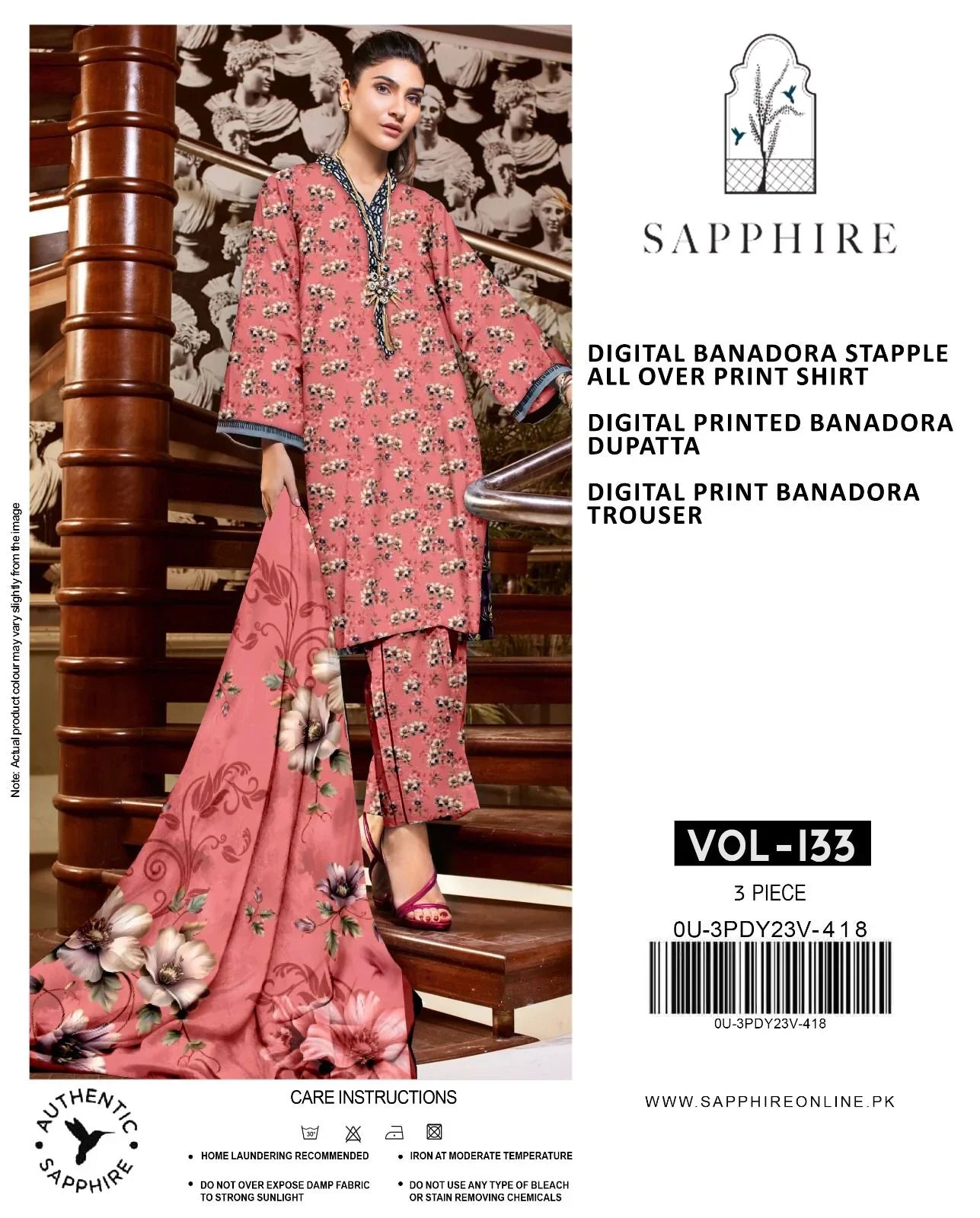 Premium 3-Piece Banadora Staple Suit - Dusty Pink & Coral Floral Print