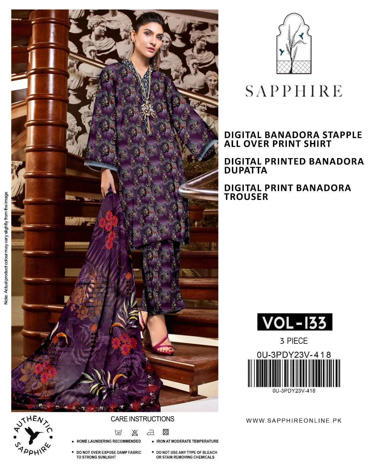 Premium 3-Piece Banadora Staple Suit - Deep Purple Floral Print