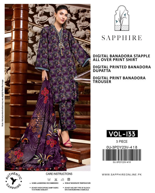 Premium 3-Piece Banadora Staple Suit - Deep Purple Floral Print