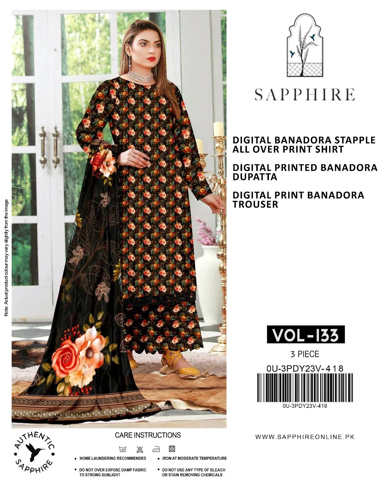 Premium 3-Piece Banadora Staple Suit - Black & Orange Floral Print