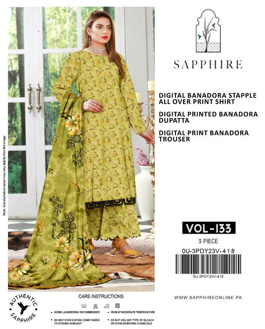 Premium 3-Piece Banadora Staple Suit - Lime Green & Yellow Floral Print