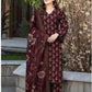 Premium 3-Piece Banadora Staple Suit - Deep Maroon & Beige Floral Print