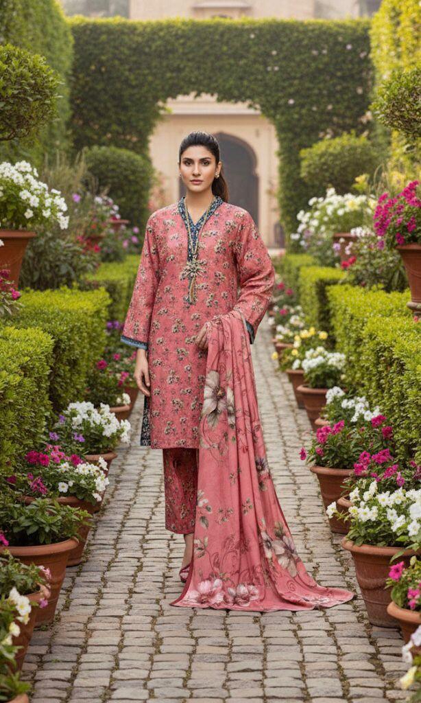 Premium 3-Piece Banadora Staple Suit - Dusty Pink & Coral Floral Print