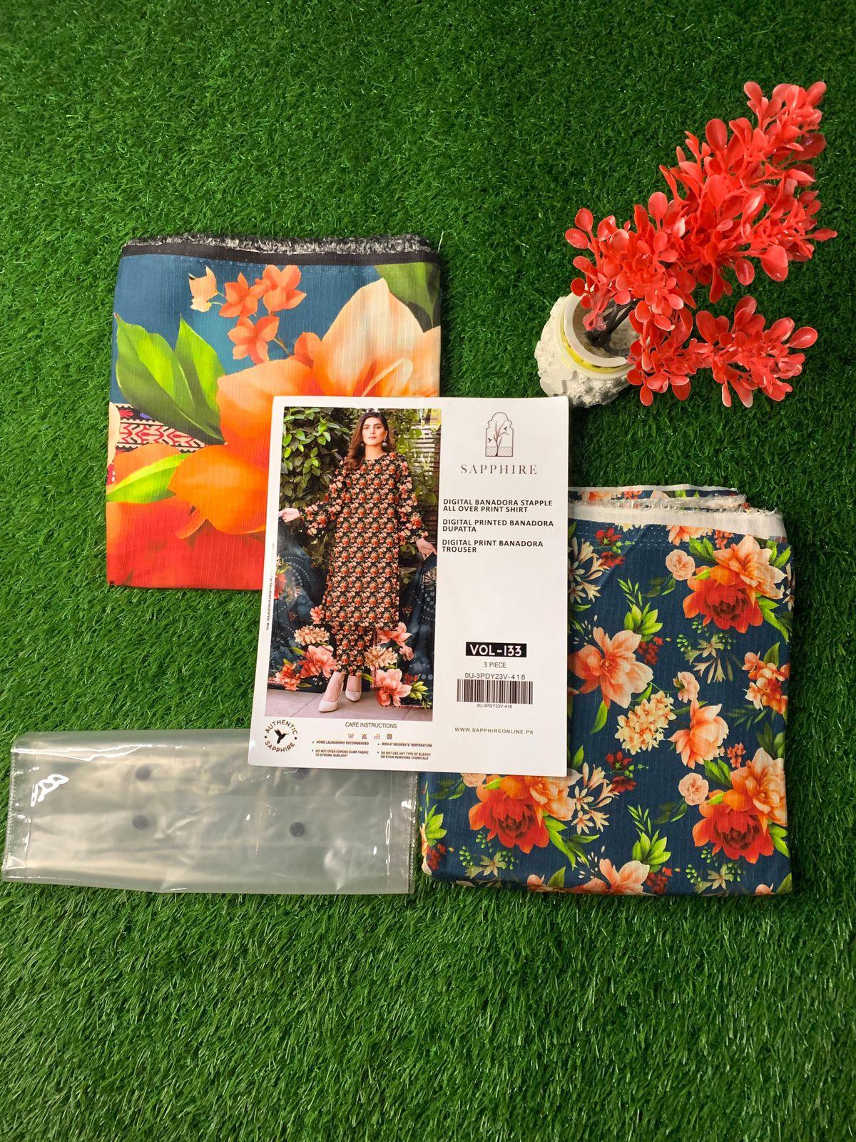 Premium 3-Piece Banadora Staple Suit - Dark Teal & Coral Floral Print