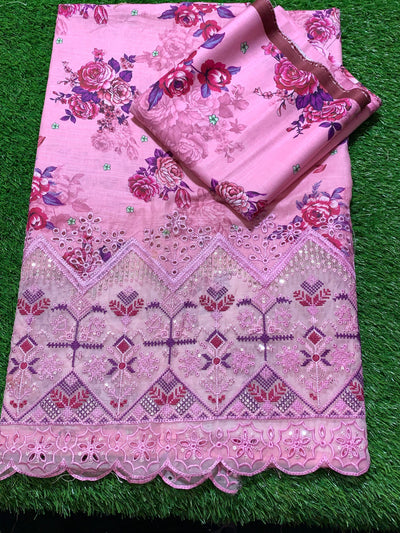 Premium 3-Piece Slub Khaddar Suit – Rose Pink Floral Edition (Daman Embroidery)
